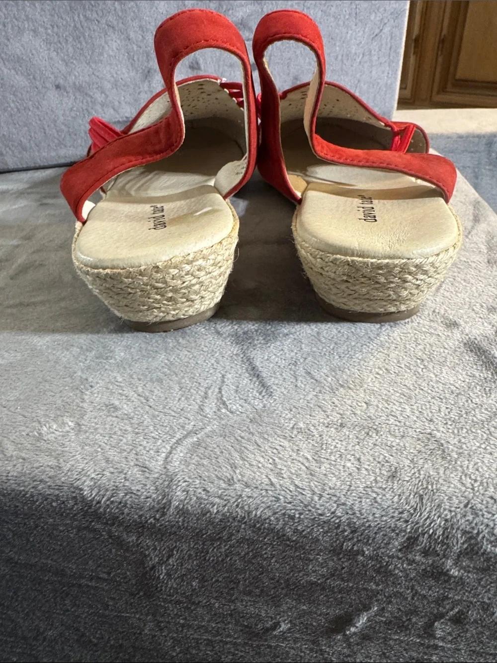 David Tate Red Laser-Cut Espadrille Slingbacks